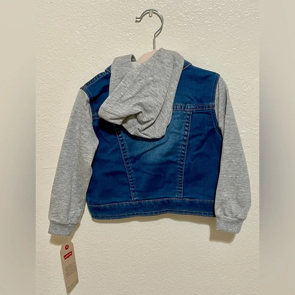 Baby Levi’s indigo trucker jacket, blue denim and grey, size 12-24m - Picture 2 of 4